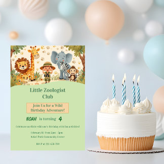 Invitación Little Zoologist Safari Animals Kids Birthday