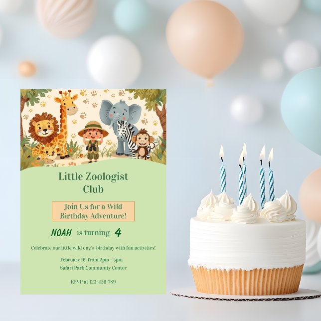 Invitación Little Zoologist Safari Animals Kids Birthday (Subido por el creador)
