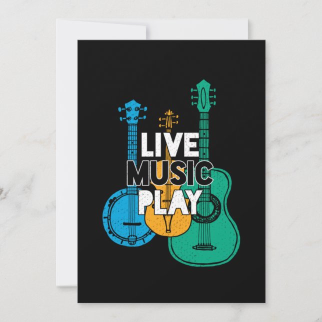 Invitación Live Music Play Country Music Banjo Mandolin Gift (Anverso)