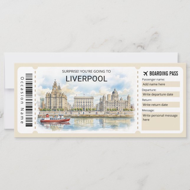 Invitación Liverpool Trip Boarding Pass Ticket (Anverso)