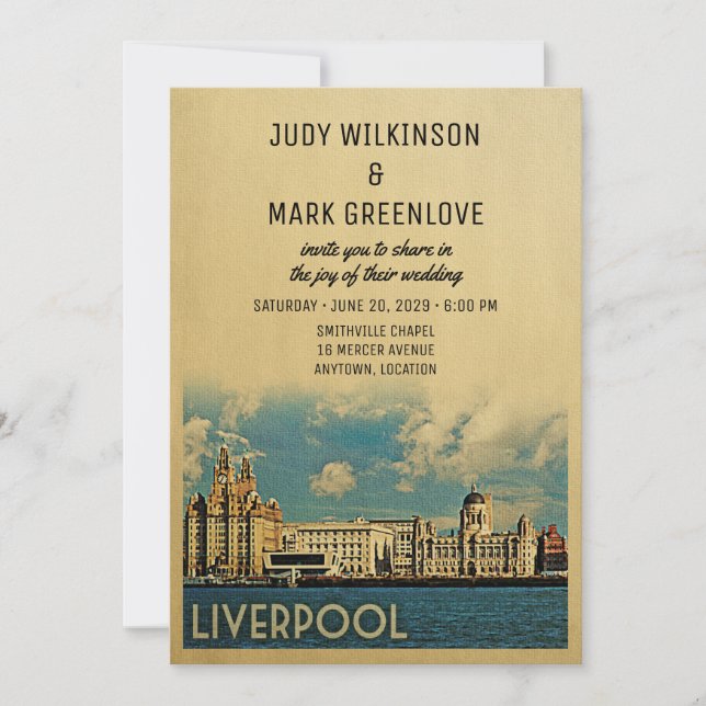 Invitación Liverpool Wedding Invitation Reino Unido Inglaterr (Anverso)