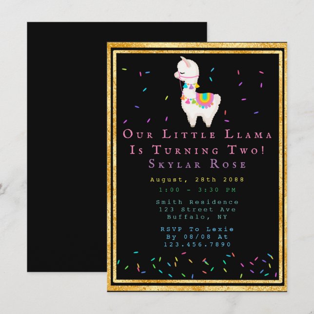 Invitación Llama 00.ª Fiesta (Anverso / Reverso)
