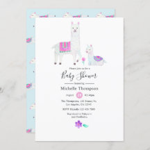 Llama a acuarela cuta tema Baby Shower