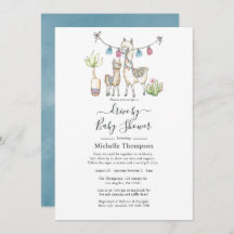 Llama a acuarela de Baby Shower