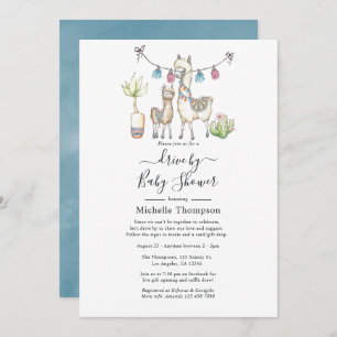 Invitación Llama a acuarela de Baby Shower