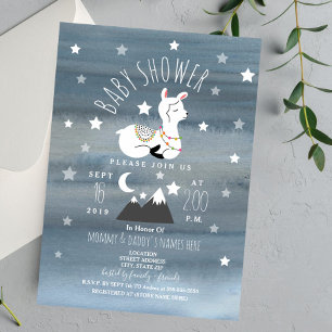 Invitación Llama a Baby Montes durmiendo: Baby Shower