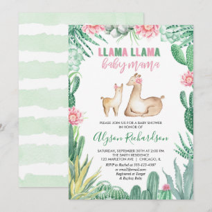 Invitación Llama a bebé ducha chica invitación, bebé mamá