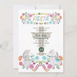 Invitación Llama a flor folclórica mexicana de Fiesta SANTA
