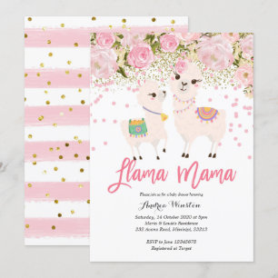 Invitación Llama a mamá de oro rosado invitada a Baby Shower