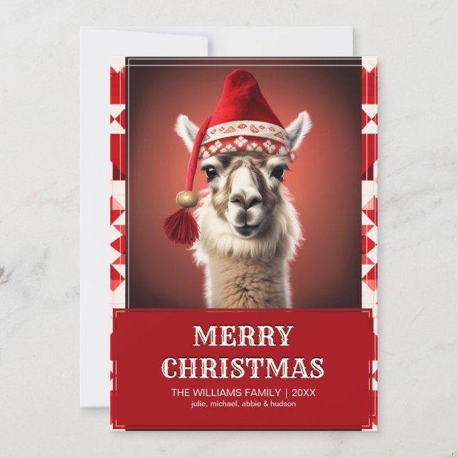 Invitación Llama a Navidades graciosos (Anverso)