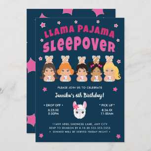Invitación Llama a Pajama, navío rosa caliente