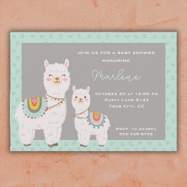 Invitación Llama agua dulce y ducha de bebé gris