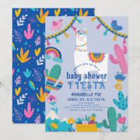 Llama Alpaca Cactus Fiesta Blue Boy Baby Shower