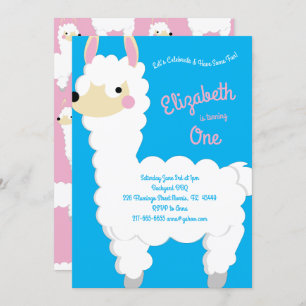 Invitación Llama Alpaca Cute niños primer cumpleaños Fiesta