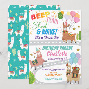 Invitación Llama Alpaca recorre desfile de fiestas de cumplea