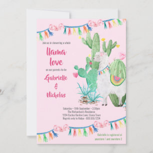 Invitación Llama amor a la llamada rosa de Baby Shower