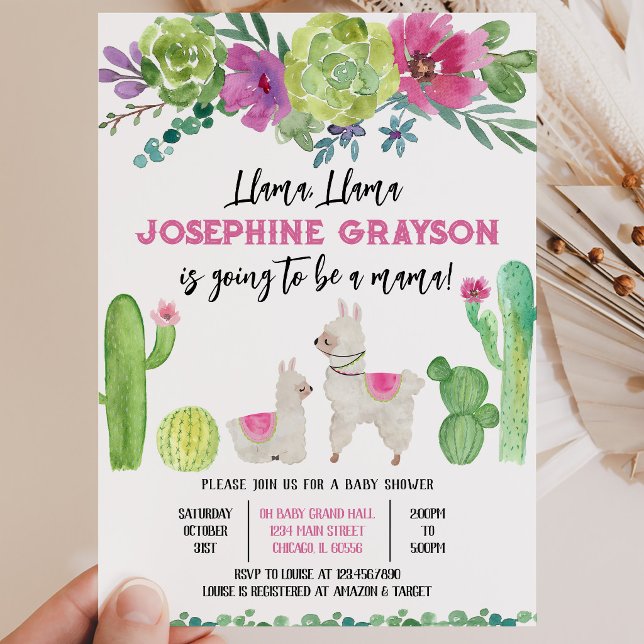 Invitación Llama Baby Shower (Subido por el creador)