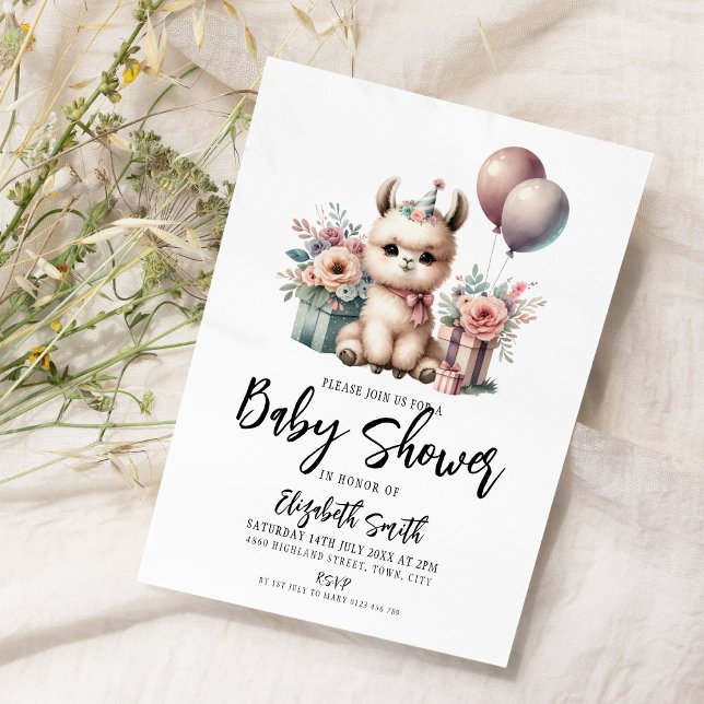 Invitación Llama Baby Shower (Subido por el creador)