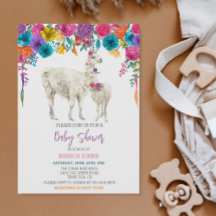Llama Baby Shower Fiesta Flor brillante
