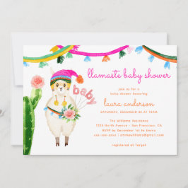 Invitación Llama Baby Shower mexicano colorido divertido