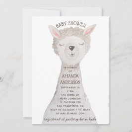 Invitación Llama Baby Shower | Sweet Watercolor Alpaca Animal