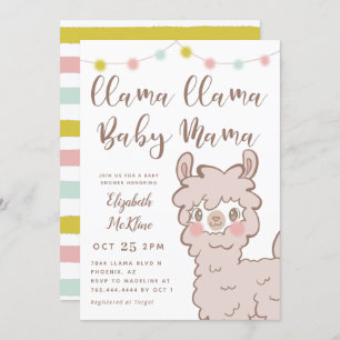 Invitación Llama bebé mamá género ducha neutral