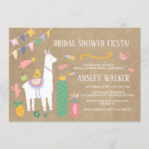 Invitación Llama Bridal Shower Fiesta