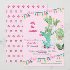 Invitación Llama Cactus Llama completa fiesta de cumpleaños d