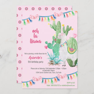 Invitación Llama Cactus Llama completa fiesta de cumpleaños d