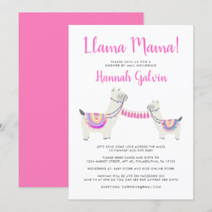 Invitación Llama caliente a mamá Baby Shower blanco rosado po