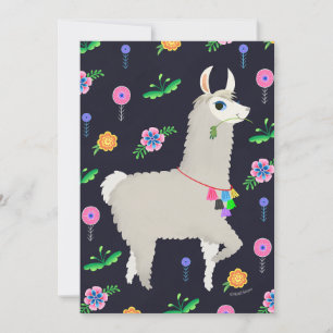 Invitación Llama con flores DIY Blank
