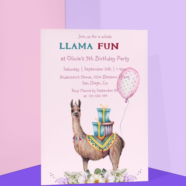 Invitación Llama de cumpleaños (Subido por el creador)