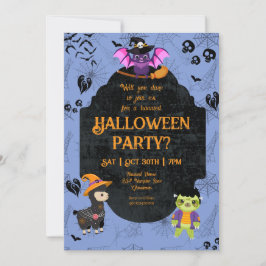 Invitación Llama de Halloween, murciélago, Fiesta eslovaco