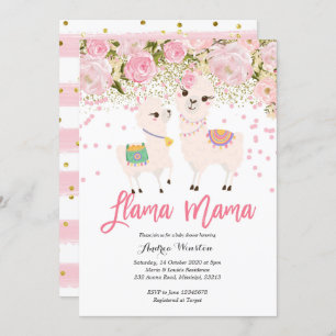 Invitación Llama de oro rosado a Mamá en Baby Shower