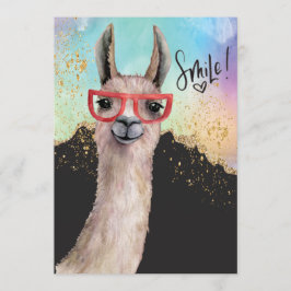 Invitación Llama Divertido Glitter Acuarela Boda Pospuesta