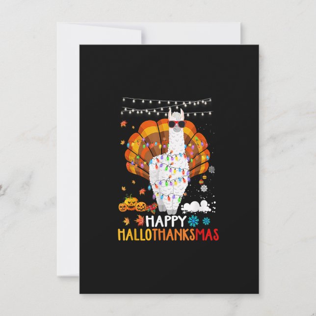 Invitación Llama Feliz Día de Acción de Gracias Hallothanksma (Anverso)