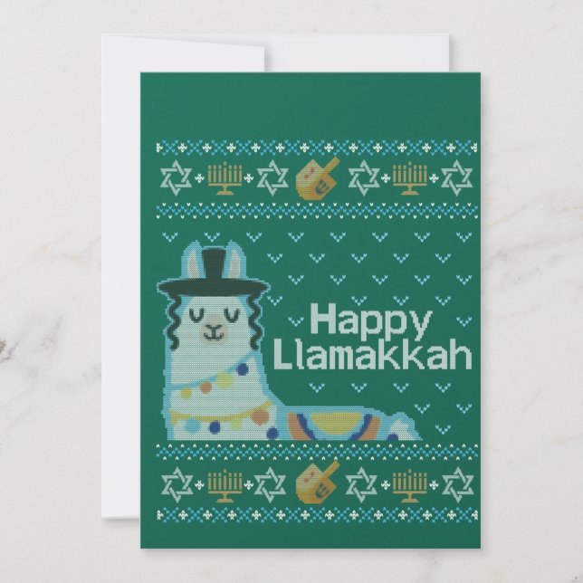 Invitación Llama feo de Hanukkah Llamakkah (Anverso)