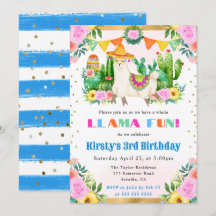 Llama Floral de Verano en Acuarela Cumpleaños de N