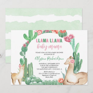 Invitación Llama Llama baby mama chica baby ducha