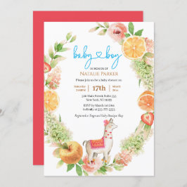 Invitación Llama Mama Citrus Floral Greeneration Baby Boy Sho