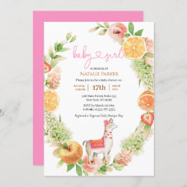 Invitación Llama Mama Citrus Floral Greeneration Baby Shower