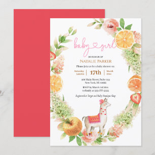 Invitación Llama Mama Citrus Floral Greeneration Baby Shower