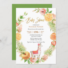Invitación Llama Mama Citrus Floral Greeneration Baby Shower