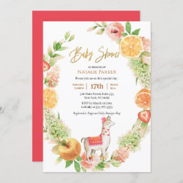 Invitación Llama Mama Citrus Floral Greeneration Baby Shower