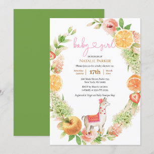 Invitación Llama Mama Citrus Floral Greeneration Baby Shower