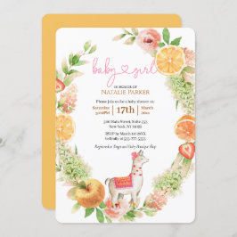 Invitación Llama Mama Citrus Floral Greeneration Baby Shower