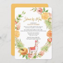 Invitación Llama Mama Floral Greenery Baby Shower por correo