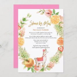 Invitación Llama Mama Floral Greenery Baby Shower por correo