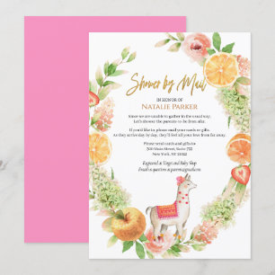 Invitación Llama Mama Floral Greenery Baby Shower por correo