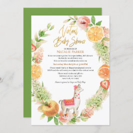 Invitación Llama Mama Floral Greenery Virtual Baby Shower